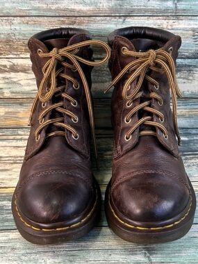 Dr Martens Alexandra Ankle Boot Womens 7 Brown Leather Grunge Punk Combat READ